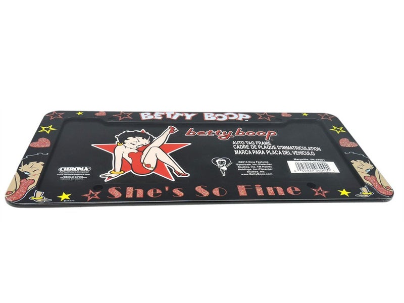 Chroma A Set of 2 Plastic Glitter Automotive License Plate Frame - Betty Boop Leg Up Star - Image 2